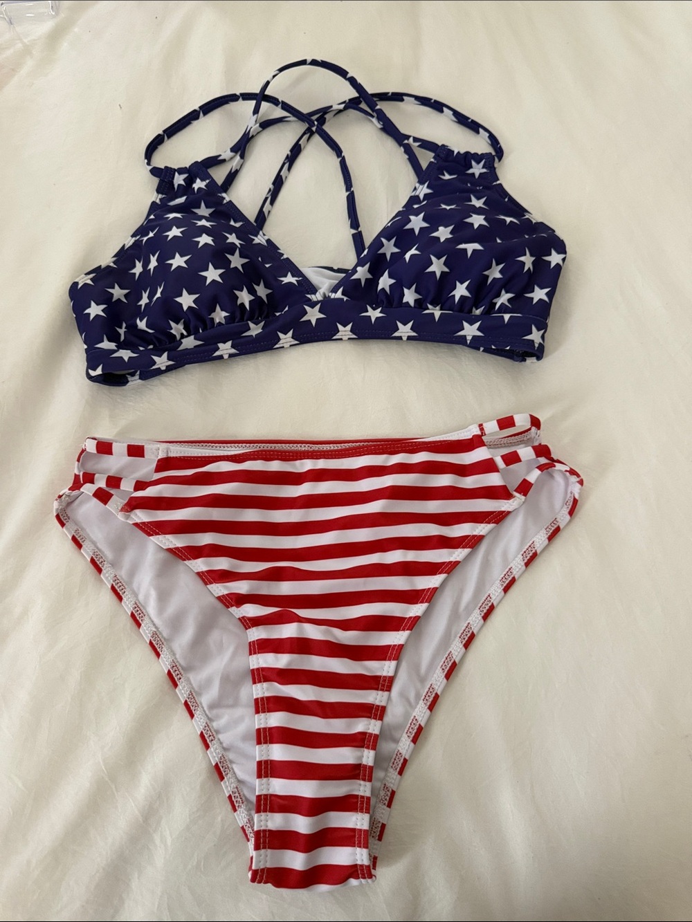 Star & Stripe Two-Piece Bikini - Navy & Red